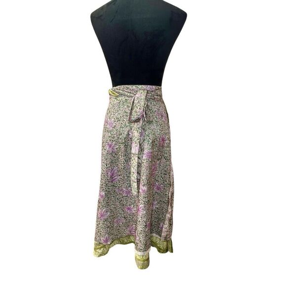Vintage Jack Pot New York 100% Silk Wrap Skirt Long Reversible, Floral Print - Picture 12 of 12